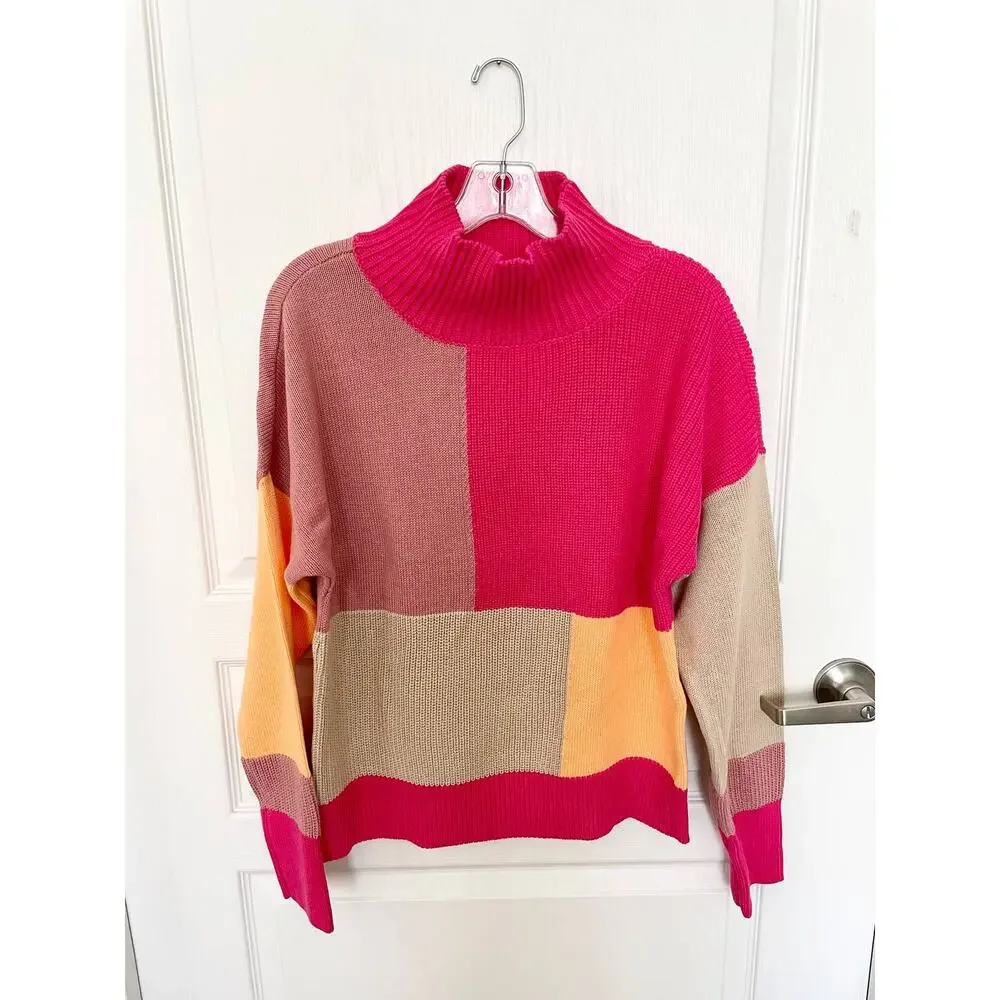525 America Colorblock Sweater Tango Orange Size Medium New - Picture 7 of 10